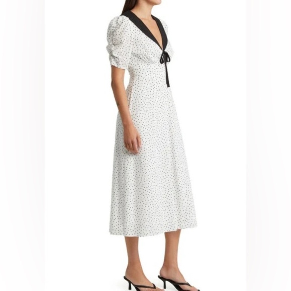 Reformation White and Black Polka Dot Dress
